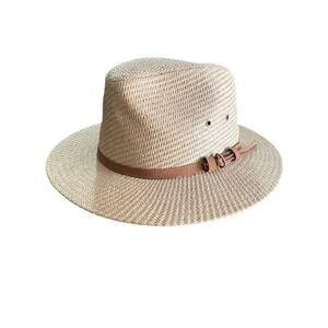 St. John’s Bay Natural Straw Hat Sz L/XL Wide Brim Fedora